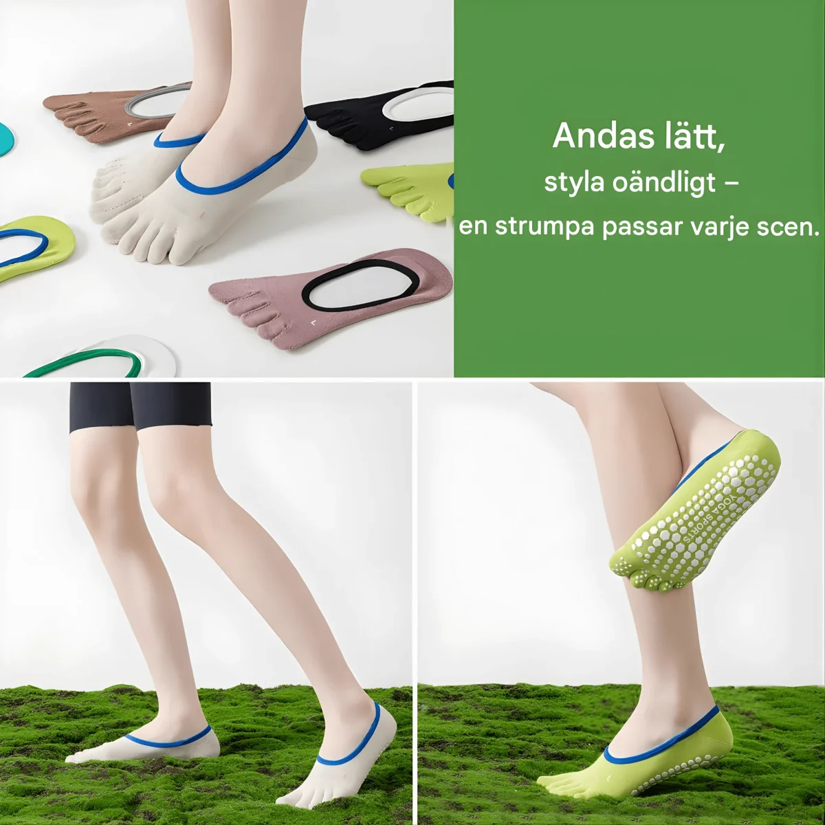 YogiGrip – Fem-Tå Yoga Strumpor med Halkskydd & Andningsbar Komfort för Kvinnor - Image 6
