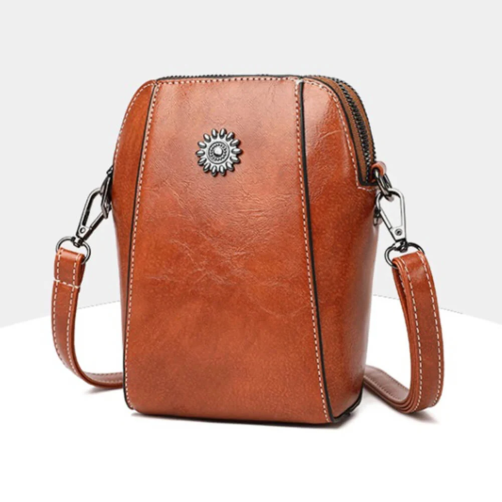 Vintage Crossbody Nahkalaukku Naisille - Säädettävä Olkahihna, Kompakti Muotoilu ja Tyylikäs Tyyli - Image 3